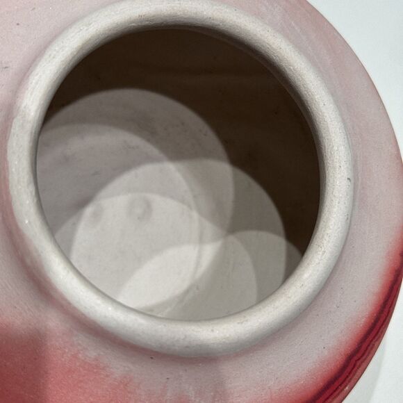 Vintage Nemadji Pottery Swirl Vase Handmade in USA Red Pink Native American - Picture 7 of 10